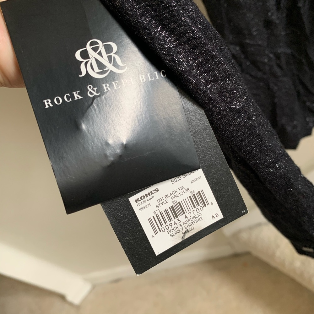 rock & republic slinky shirt small black NWT - Picture 6 of 6